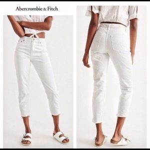 White Abercrombie high waisted denim jeans